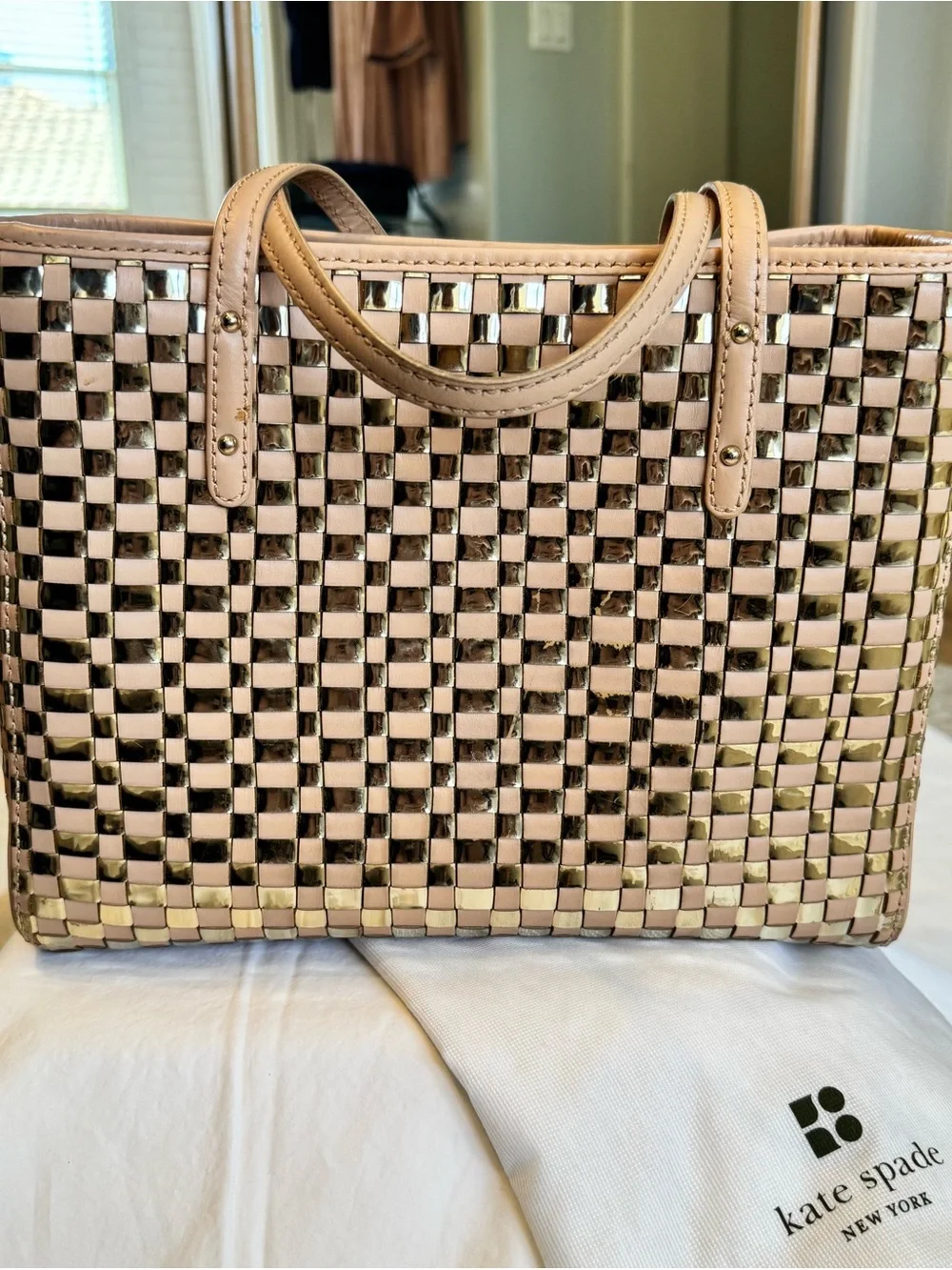 kate spade Quinn Metallic Woven Tote